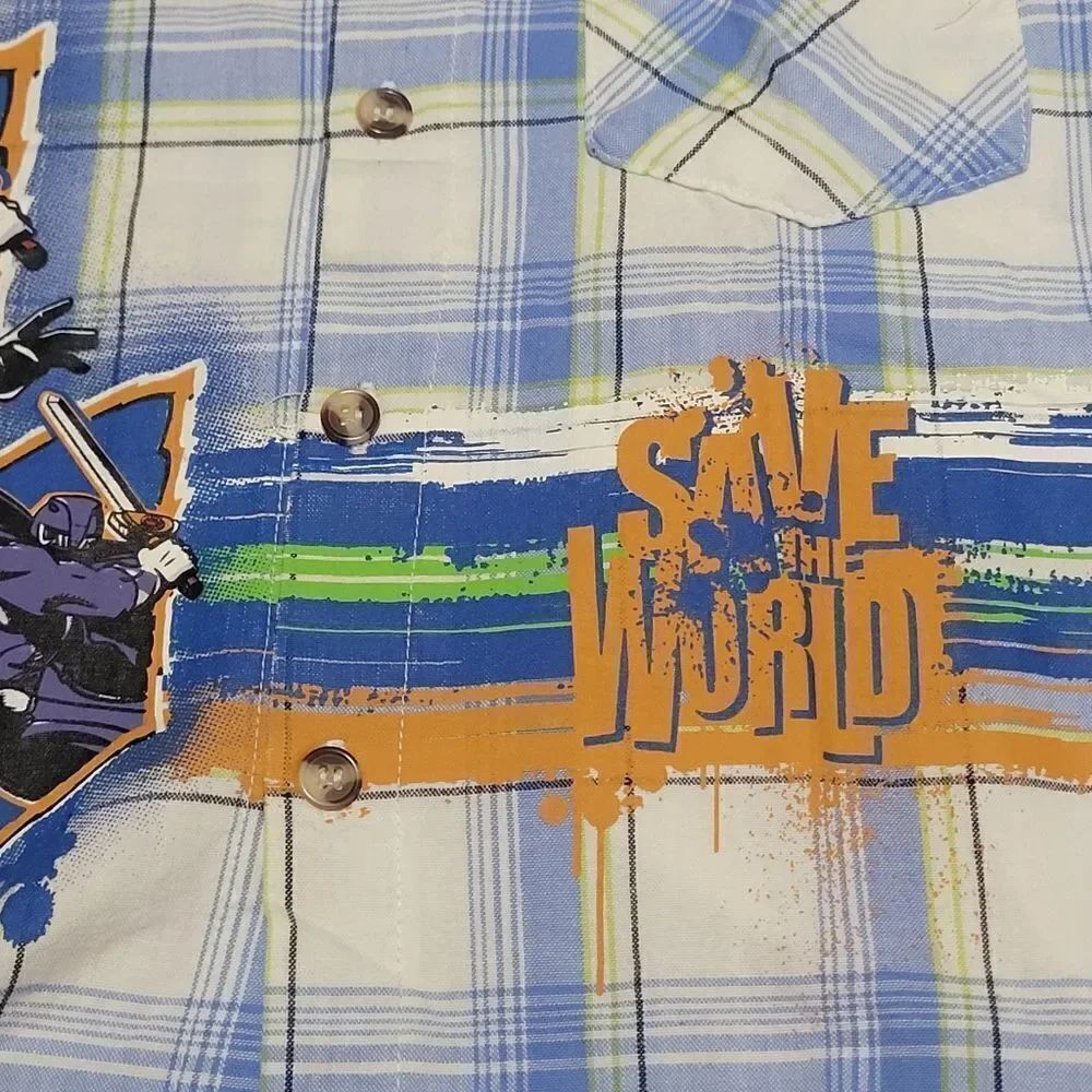 Power Ranger button up plaid graphic shirt - Picture 5 of 6
